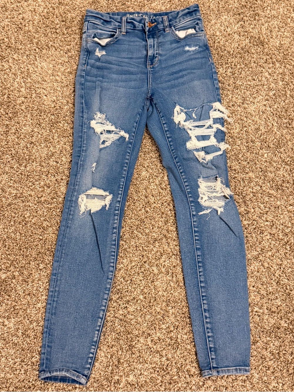 American Eagle Dark Wash Distressed Skinny Jeans
